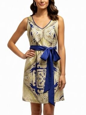 Edme & Esyllte Anthropologie Silk Kerchief Print V-Neck Dress